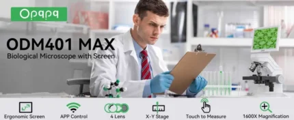 Professional 4Lens System Microscope 1600x X-Y Stage USB/HDMI for Lab& Classroom